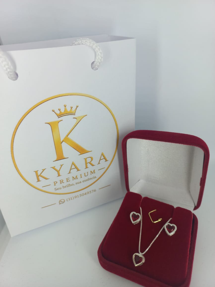 Colar Coração com brincos da Kyara Premium
